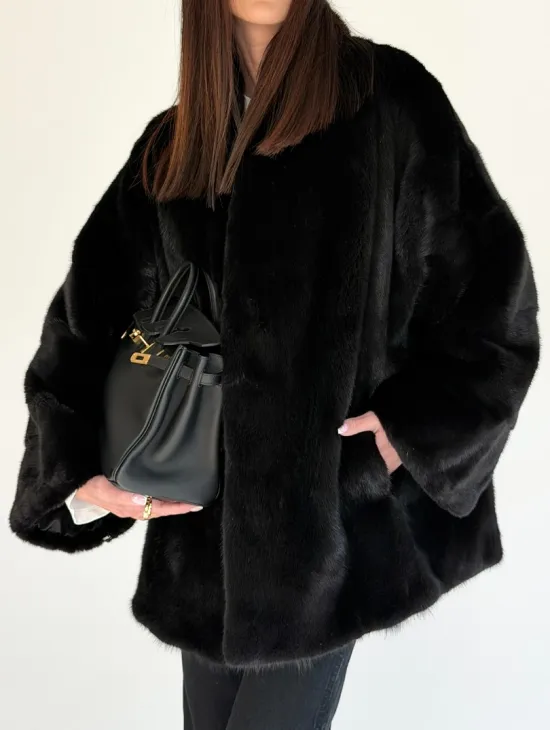Женский норковый жакет - черный - фото 1