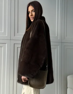 Меховой жакет из норки V- образный воротник - фото 7