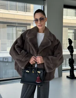 Короткий норковый полушубок - английский воротник - фото 19