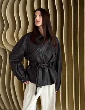 Коричневая кожаная куртка «Тренд - 2026» - фото 12