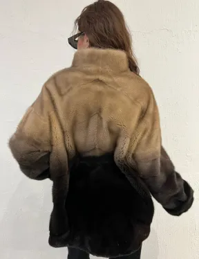 Короткая шуба из меха норки - эффект деграде - фото 6