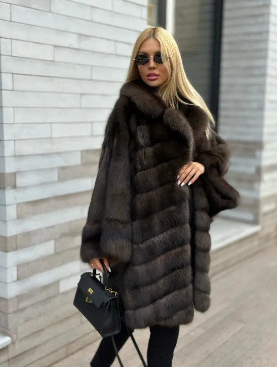 Шуба из натурального меха баргузинского соболя (седина 2) - фото 2