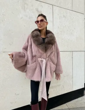 Пудра летучка из меха норки, воротник куница - фото 4