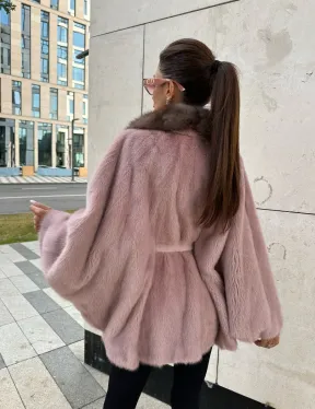 Пудра летучка из меха норки, воротник куница - фото 3