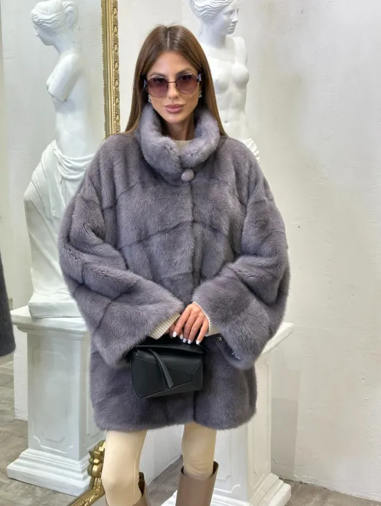 Шуба из норки стойка воротник - фото 4