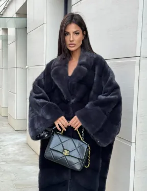 Манто из аукционной норки в цвете графит - фото 5