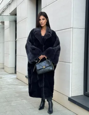 Манто из аукционной норки в цвете графит - фото 12