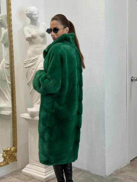 Норка паркет английский воротник - цвет изумруд - фото 4