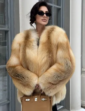 Шуба Premium из меха альпийской лисы - GOLDEN FOX - фото 0