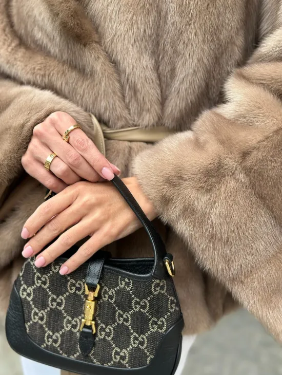 Шуба автоледи из норки цвет бежевый - фото 1