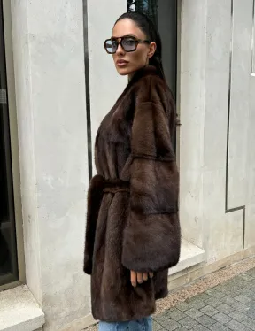 Шуба из скандинавской норки в цвете соболь - фото 3