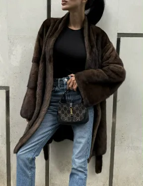 Шуба из скандинавской норки в цвете соболь - фото 2