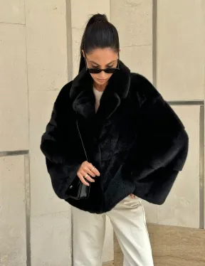 Полушубок из черной норки премиум аукциона - английский воротник - фото 6